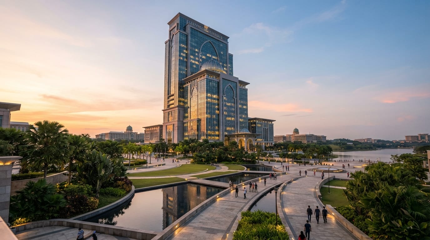 Menara ATDN di Presint 4, Putrajaya pada waktu senja
